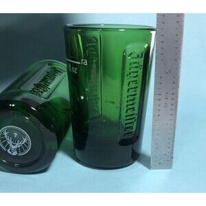 set of 2 Jägermeister Liqueur Embossed Shot Glasses Green Glass 1FL oz